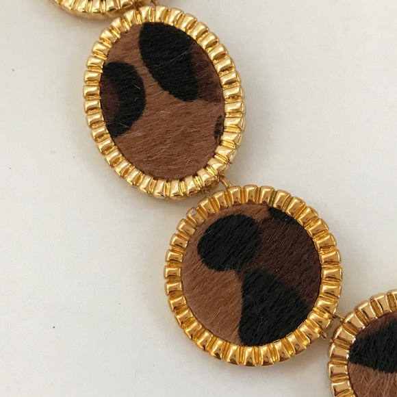 TALBOTS Statement Necklace Leopard Print Black and Gold - Picture 8 of 15